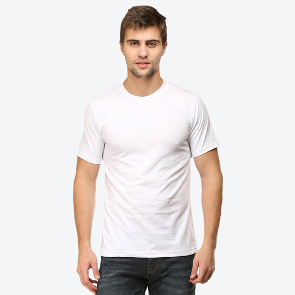 Men Blanc Round neck Half Sleeve T-Shirt